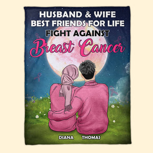 Breast Cancer Awareness - Personalized Pink Couple Blanket - Husband And Wife Fight Against Breast Cancer - Blanket - GoDuckee