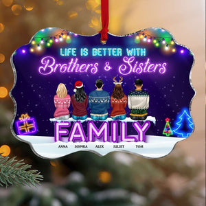 Life Is Better With Brothers And Sisters Personalized Medallion Acrylic Ornament, Family Gift - Ornament - GoDuckee