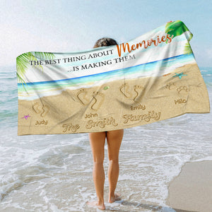 Family The Best Thing About Memories Is Making Them - Personalized Beach Towel - Beach Towel - GoDuckee