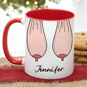 Thank You For Ruining Your Boobs, Gift For Mom, Personalized Mug, Saggy Boobs Mug, Mother's Day Gift - Coffee Mug - GoDuckee
