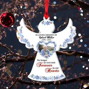 No Longer By Our Side Forever In Our Hearts, Personalized Heaven Angel Custom Shape Ornament - Ornament - GoDuckee