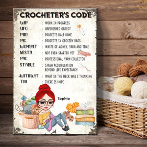 Busy Girl Knitting Crochet Printed Metal Sign - Metal Wall Art - GoDuckee