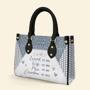 Personalized Grandma Leather Bag, Gift For Grandma - Leather Bag - GoDuckee