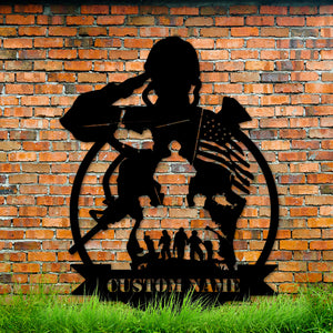 Home of The Free Because of The Brave, Personalized Metal Sign, Military Gifts - Metal Wall Art - GoDuckee