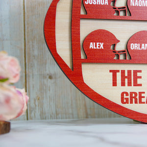 Great Catches Personalized American Football Layered Wood Sign Stand Gift For Football Lovers - Wood Sign - GoDuckee