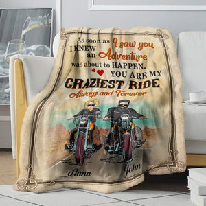 Personalized Biker Couple Blanket - You Are My Craziest Ride - Marriage Chapter - Blanket - GoDuckee