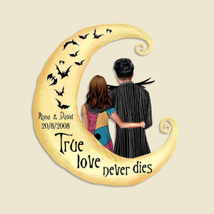 Pumpkin King and Queen, True Love Never Dies - Personalized Couple Wood Sign - Halloween Decor - Wood Sign - GoDuckee