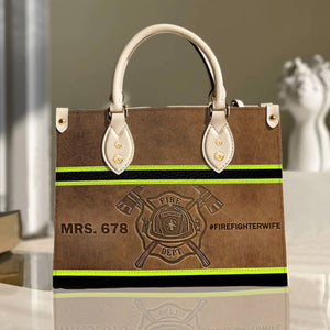 Personalized Firefighter Leather Bag, Gift For Her - Leather Bag - GoDuckee