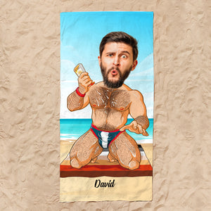 Body's Man With Beach Background - Custom Photo Beach Towel - Beach Towel - GoDuckee