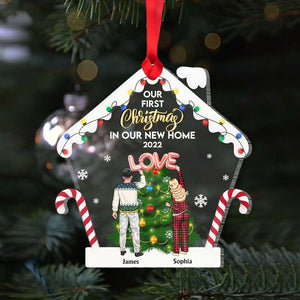 Our First Christmas In Our New Home,Personalized Couple Acrylic Custom Shape Ornament, Christmas Gift - Ornament - GoDuckee