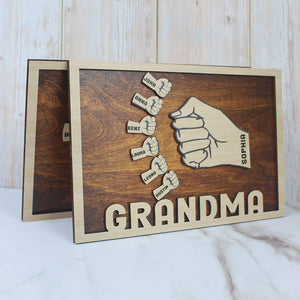 First Bump - Personalized Layered Wood Sign Stand - Father's Day Gift For Dad, Grandpa - Wood Sign - GoDuckee