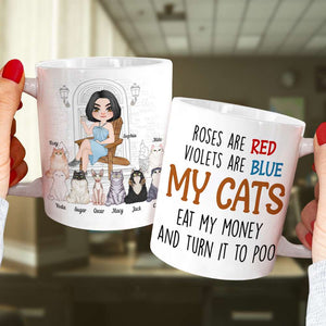 My Cats Eat My Money And Turn It To Poo, Dad Mom Pet Lover Personalized Coffee Mug White Mug, Gift For Dad Mom - Coffee Mug - GoDuckee