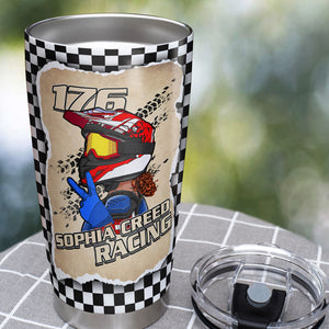 Personalized Motocross Girl Tumbler - Don't Let The Eyeliner And Perfume Fool You - Tumbler Cup - GoDuckee