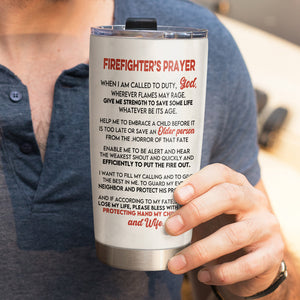 Personalized Firefighter Tumbler - Firefighter's Prayer - Uniform Room - Tumbler Cup - GoDuckee
