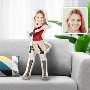 Cool Girl In Red Shirt And White Skirt, Custom Face Pillow 302 - Pillow - GoDuckee