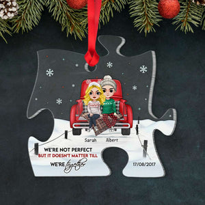 Couple We're Not Perfect But It Doesn't Matter Till We're Together Personalized Acrylic Custom Shape Ornament, Christmas Gift - Ornament - GoDuckee