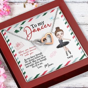 Personalized Ballet Daughter - Interlocking Hearts Necklace - To My Dancer Message Card - From Mom - Jewelry - GoDuckee