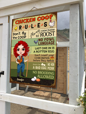 Chicken Coop Rules - Personalized Metal Sign - Metal Wall Art - GoDuckee