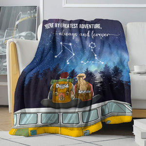 Personalized Camping Zodiac Couple Blanket - You're My Greatest Adventure - Blanket - GoDuckee