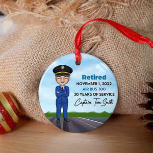 Personalized Pilot Circle Ceramic Ornament, Christmas Gift For Pilot - Ornament - GoDuckee