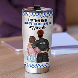 Personalized Police Couple Tumbler Cup - Our Love Story, The First Day, The Best Day - Tumbler Cup - GoDuckee