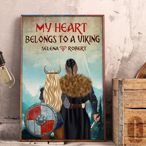 Personalized Viking Couple Couple - My Heart Belongs To A Viking - Poster & Canvas - GoDuckee