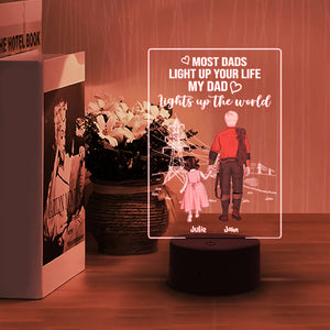 My Dad Lights Up The World - Personalized Led Night Light - Gift For Dad/Lineman - Led Night Light - GoDuckee
