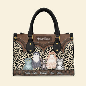 Personalized Cat Leather Bag, Gift For Cat Lovers - Leather Bag - GoDuckee