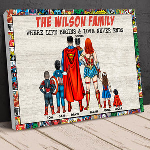 Where Life Begins And Love Never Ends Personalized Canvas Print, Gift For Single Mom, Single Dad - Poster & Canvas - GoDuckee