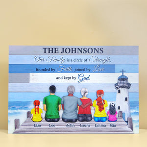 Our Family Is A Circle Of Strength Personalized Family Layered Wood Sign Stand - Wood Sign - GoDuckee