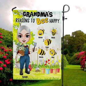 Grandma's Reasons To Bee Happy - Personalized Flag - Gift For Grandma - Flag - GoDuckee
