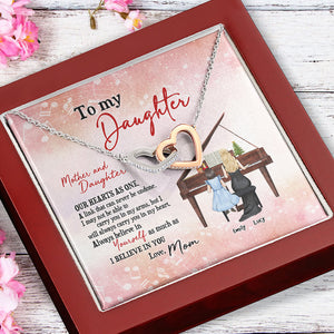 Piano Mom To My Daughter - Personalized Interlocking Hearts Necklace - Jewelry - GoDuckee