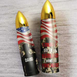 Veteran Bullet Tumbler - I Didn't Go To Harvard - American Flag Theme - Water Bottles - GoDuckee