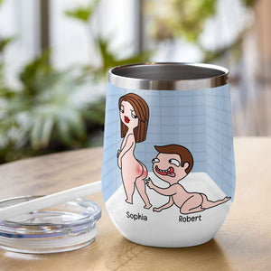 Personalized Naughty Couple Wine Tumbler, Someone Who Inspires You To Be Naughty - Wine Tumbler - GoDuckee