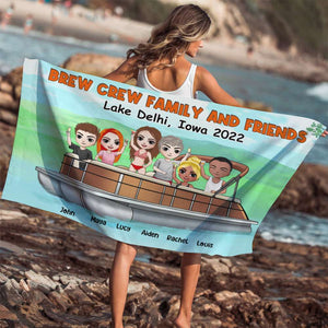 Brew Crew Family And Friends - Personalized Beach Towel - Beach Towel - GoDuckee