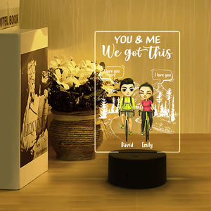 Cycling You & Me We Got This, Personalized Led Night Light, Perfect Gift For Couples, Cycling Front View - Led Night Light - GoDuckee