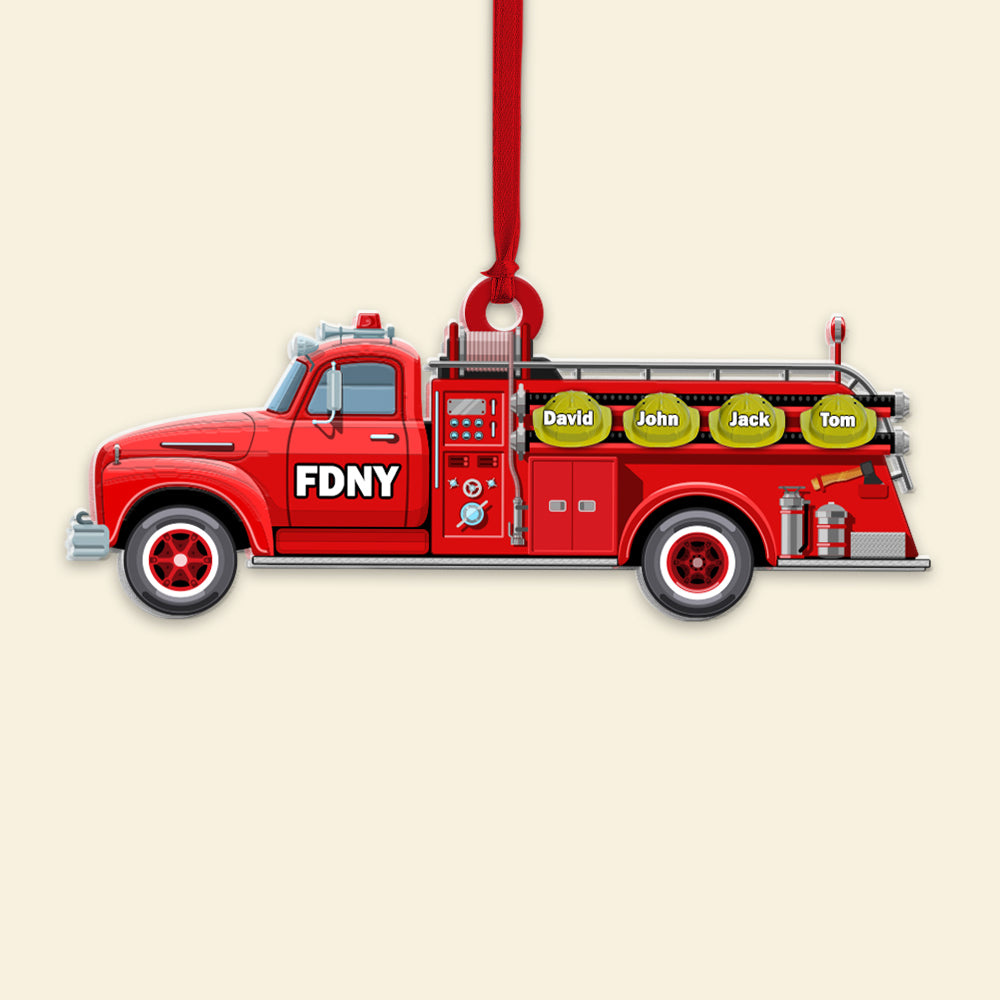Personalized Firefighter Ornament, Fire Truck, Christmas Tree Decor - Ornament - GoDuckee