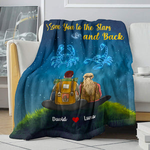 Personalized Zodiac Hiking Couple Blanket - I Love You To The Stars And Back - Blanket - GoDuckee