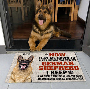 German Shepherd Doormat - Custom Name - Now I Lay Me Down To Sleep - Doormat - GoDuckee