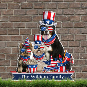 Dog's Family 4th Of July - Cut Metal Sign - Metal Wall Art - GoDuckee
