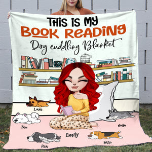 Personalized Reading Dog Mom Blanket - This Is My Book Reading Dog Cuddling Blanket - Blanket - GoDuckee
