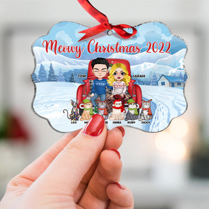 Meowy Christmas Couple and Cats Personalized Acrylic Ornament - Ornament - GoDuckee