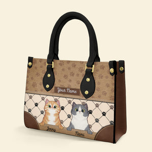 Personalized Cat Leather Bag, Gift For Cat Lovers - Leather Bag - GoDuckee