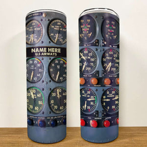 Flight Instruments Panel - Personalized Skinny Tumbler - Gift For Pilot - Tumbler Cup - GoDuckee