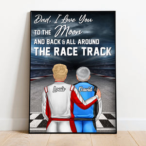 Personalized Dirt Track Racing Family Canvas Print - Dad I Love You To The Moon And Back - Gifts For Family Members - Poster & Canvas - GoDuckee