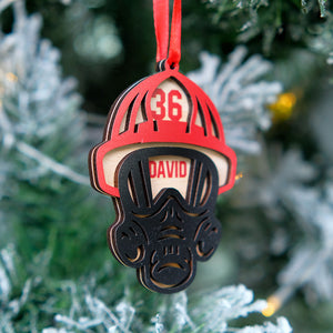 Personalized Firefighter Helmet Wood Ornament, Christmas Decor for Firefighters - Ornament - GoDuckee