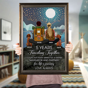 Personalized Hiking Couple With Dog Poster - I Could Not Have Asked For A Better Navigator And Partner - Poster & Canvas - GoDuckee