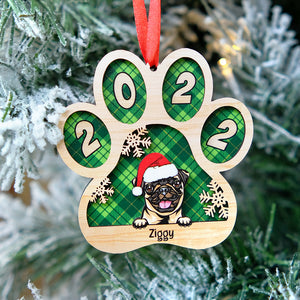 Dog Paw Personalized Wood Ornament, Christmas Tree Decor For Dog Lovers - Ornament - GoDuckee
