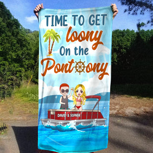 Time To Get Loony - Personalized Beach Towel - Gifts For Wife, Girlfriend, Pontoon Queen From Husband Fol7-Vd2 - Beach Towel - GoDuckee