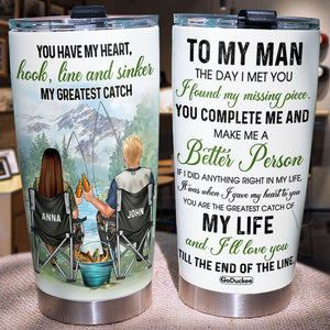 You Have My Heart Hook Line And Sinker Personalized Fishing Couple Tumbler Cup, Gift For Fishing Couple - Tumbler Cup - GoDuckee